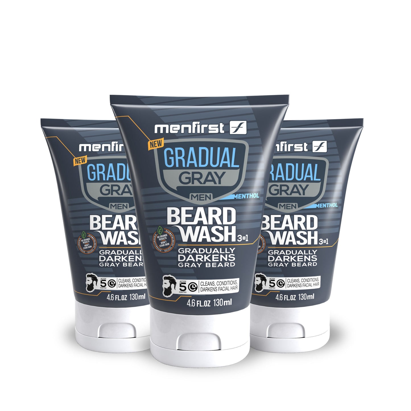 Menfirst Gradual Gray - Beard Wash - Natural Darkening Formula - 1 Pack - 4.6 Oz Each